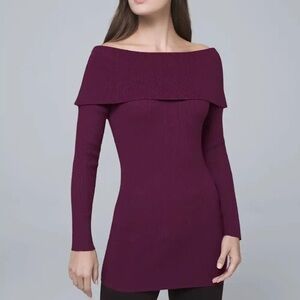White House Black Market sweater plum purple bow back ribbed small petite